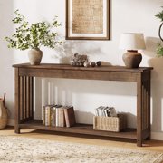 Tribesigns 63-inch Solid Wood Console Table with 2-Tier Storage, Farmhouse Entryway Table for Entryway, Hallway, Living Room, Entrance
