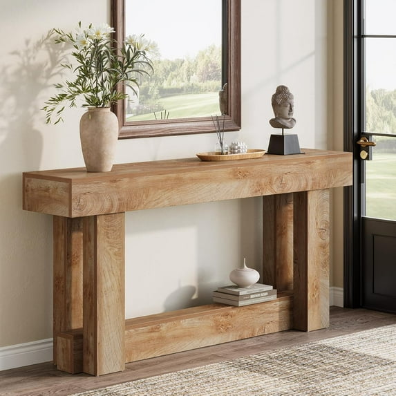 Tribesigns 63-Inch Wood Console Table, Farmhouse Sofa Behind Couch Table for Living Room, Long Entryway Table for Entrance, Hallway, Foyer