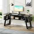 thumbnail image 1 of Tribesigns 63 Inches Computer Desk with Bottom Shelves, Large Executive Desk Business Workstation for Home Office, Gray & Black, 1 of 5