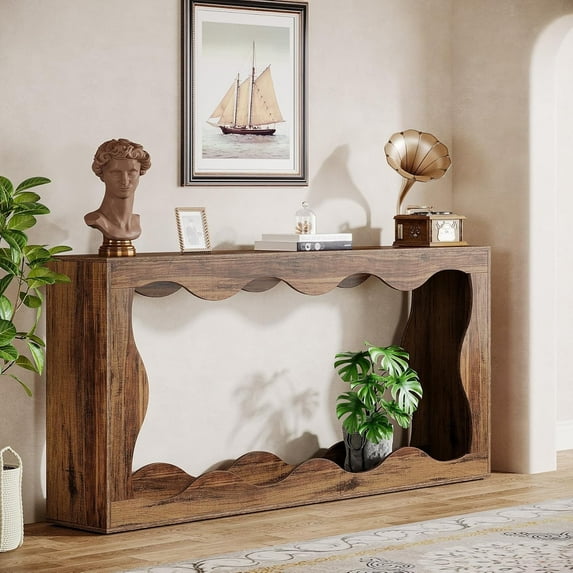 Tribesigns 63 Inches Farmhouse Console Table with Storage, Long Couch Table Behind Sofa