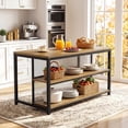 thumbnail image 1 of Tribesigns 63" Industrial Kitchen Island With Seating & Storage, Kitchen Island Table With Metal Mesh Frame for Dining Room, 1 of 6