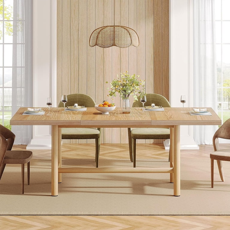 63" Solid Pine Wood Dining Table – Farmhouse Style, Triangle Base, Seats 4-6 (Walnut Finish)