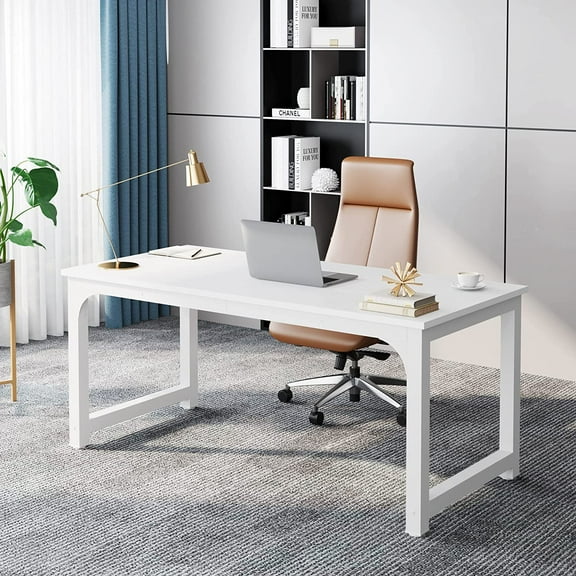 Tribesigns 63"L x 31.5"W Executive Desk Meeting Table, Large Computer Desk Workstation for Home Office, White