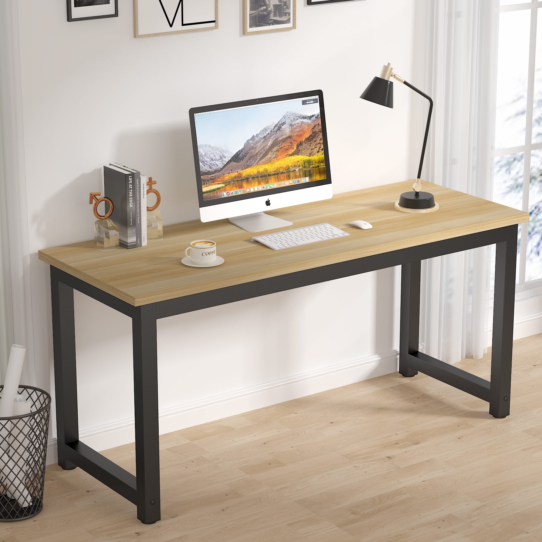 Tribesigns 63" Large Computer Desk, Modern Simple Style Study Writing ...