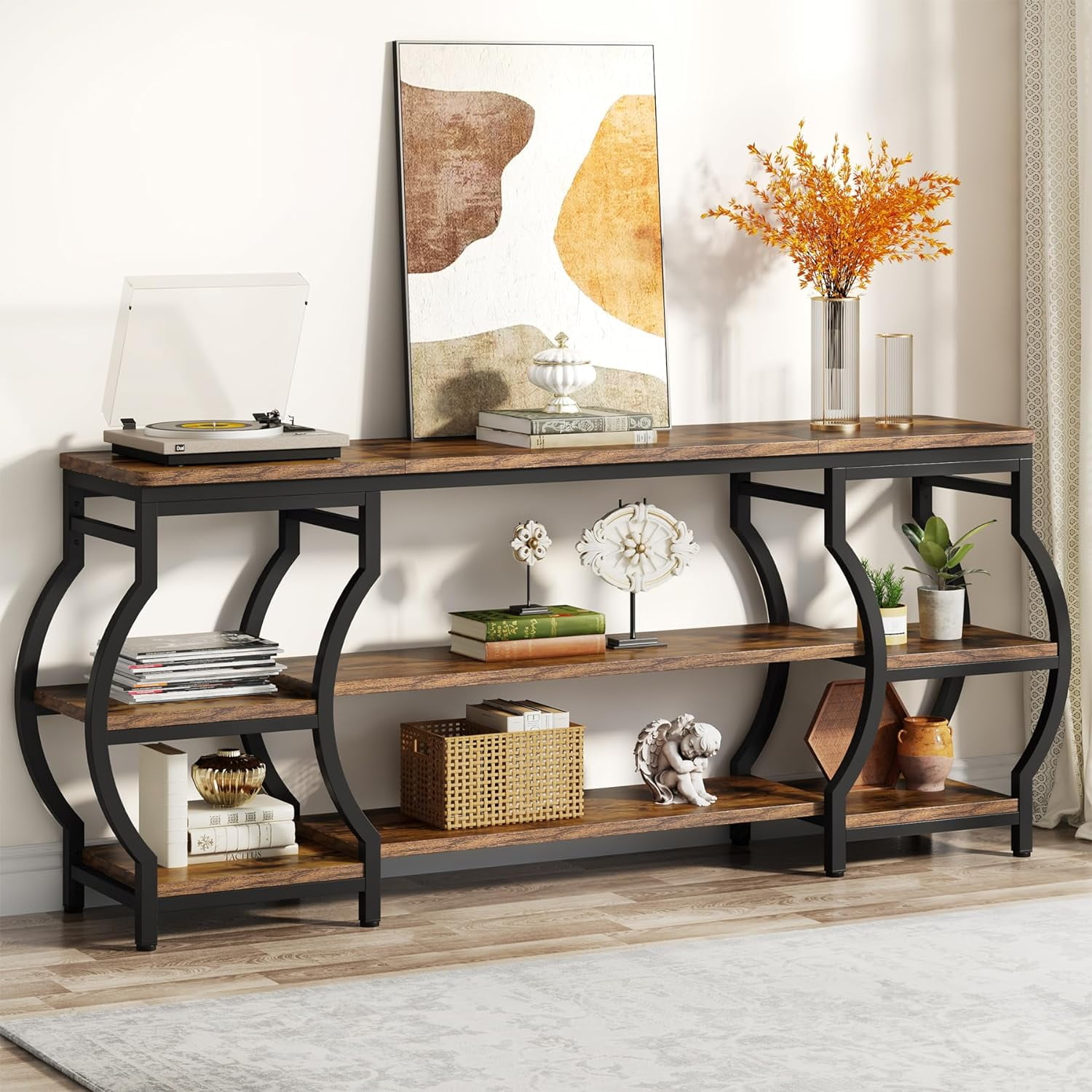 Tribesigns 63” Console Table, 3Tier Entryway Table with Storage