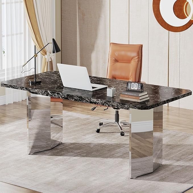Tribesigns 63" Modern Faux Marble Kitchen Table, Modern Dining Table ...