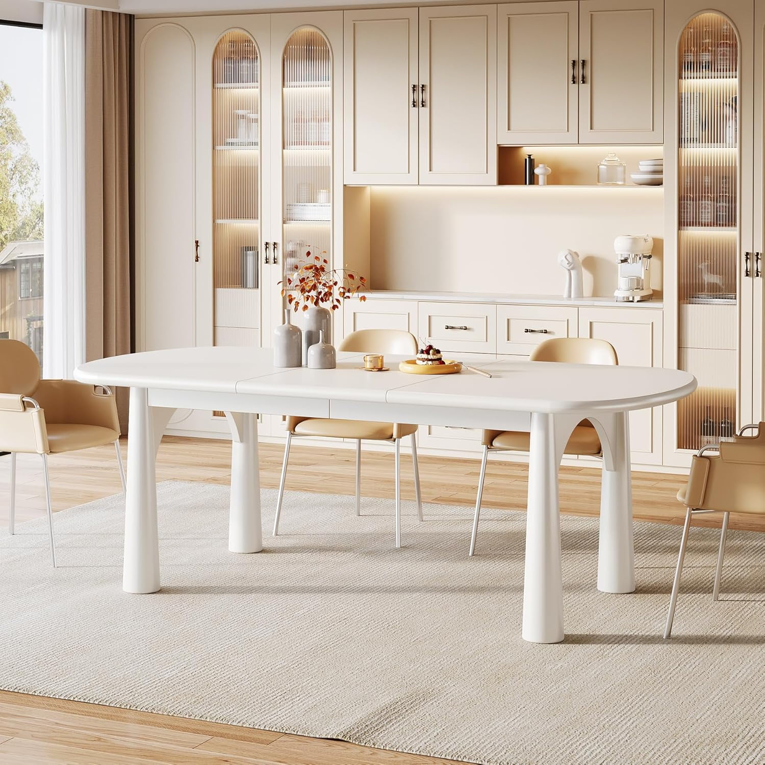 Tribesigns 63" Oval Dining Table, Modern Dining Table for 4-6 People ...