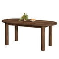 thumbnail image 1 of Tribesigns 63" Oval Dining Table for 6, Walnut Wooden Kitchen Table with Arc-Shaped Edge Top for Dinner Room, Living Room, Easy Assembly (Only Table), 1 of 18