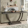 thumbnail image 1 of Tribesigns 63" Skinny Console Table with Geometric Base, Farmhouse Sofa Table Narrow Long, Thickened Behind Couch Table with Shelves for Living Room Foyer Corridor (Brown), 1 of 8