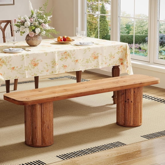 Tribesigns 63" Solid Wood Dining Bench, Farmhouse Indoor Kitchen Table Bench Seat for Dining Room, Living Room, Bedroom