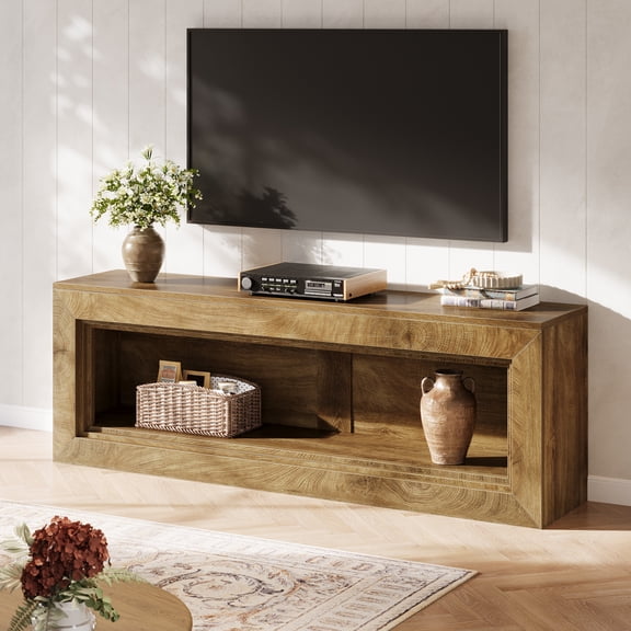 Tribesigns 63" TV Stand for 55/60/65/75-Inch TVs, Rustic Media TV Console with Storage Shelve for Living Room, Bedroom (Brown)