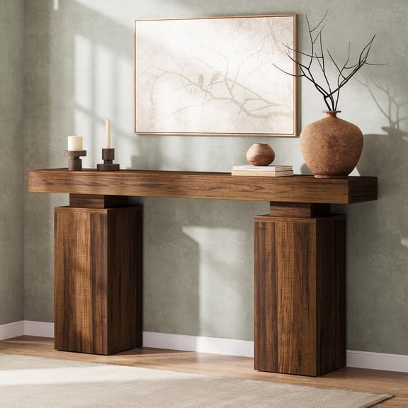 Tribesigns 63" TV Stand for TVs up to 75 Inch, Rustic Entertainment Center with Open Storage Shelves for Living Room, Bedroom (Brown)