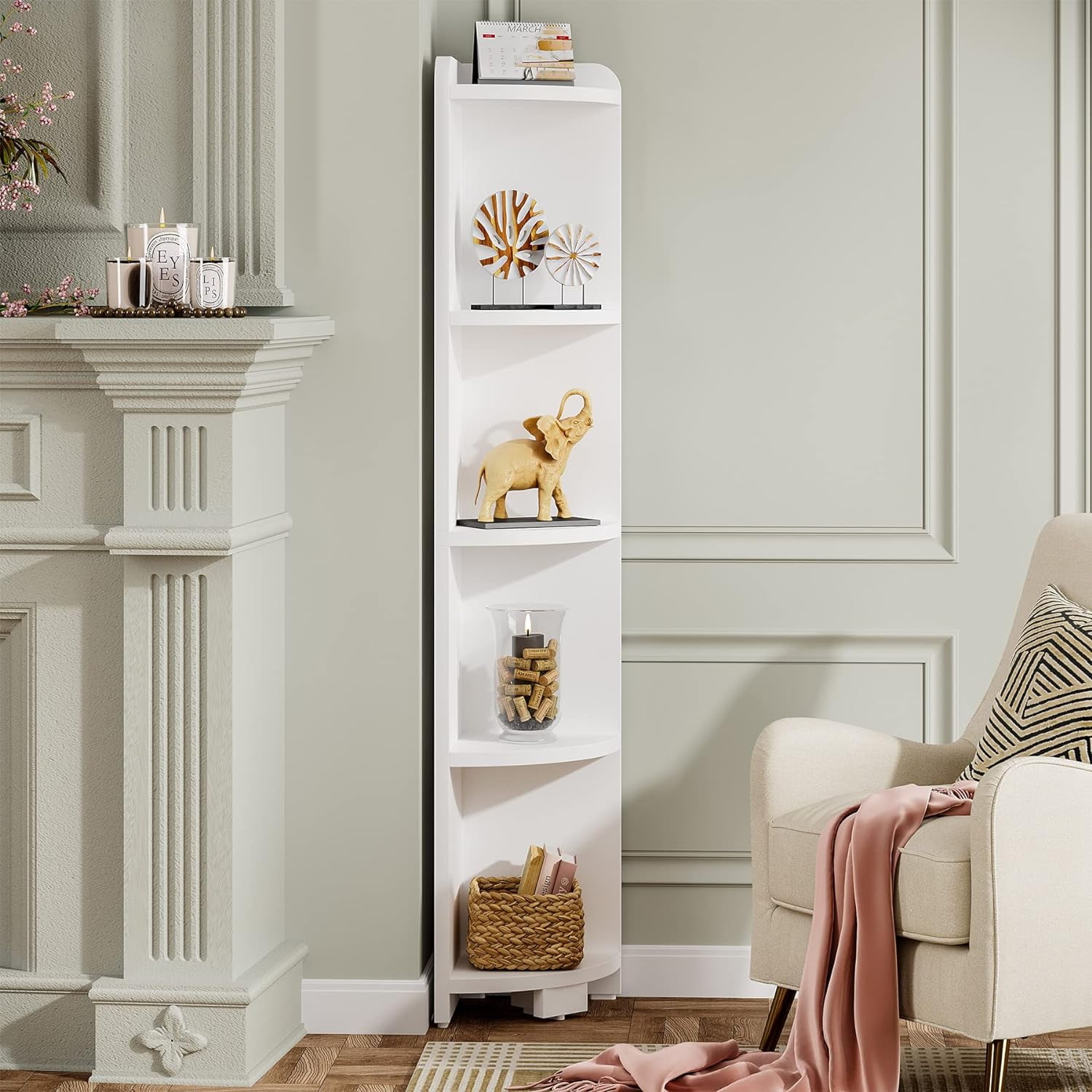 Tribesigns 63" Tall Corner Bookshelf Bookcase with Storage,5Tier