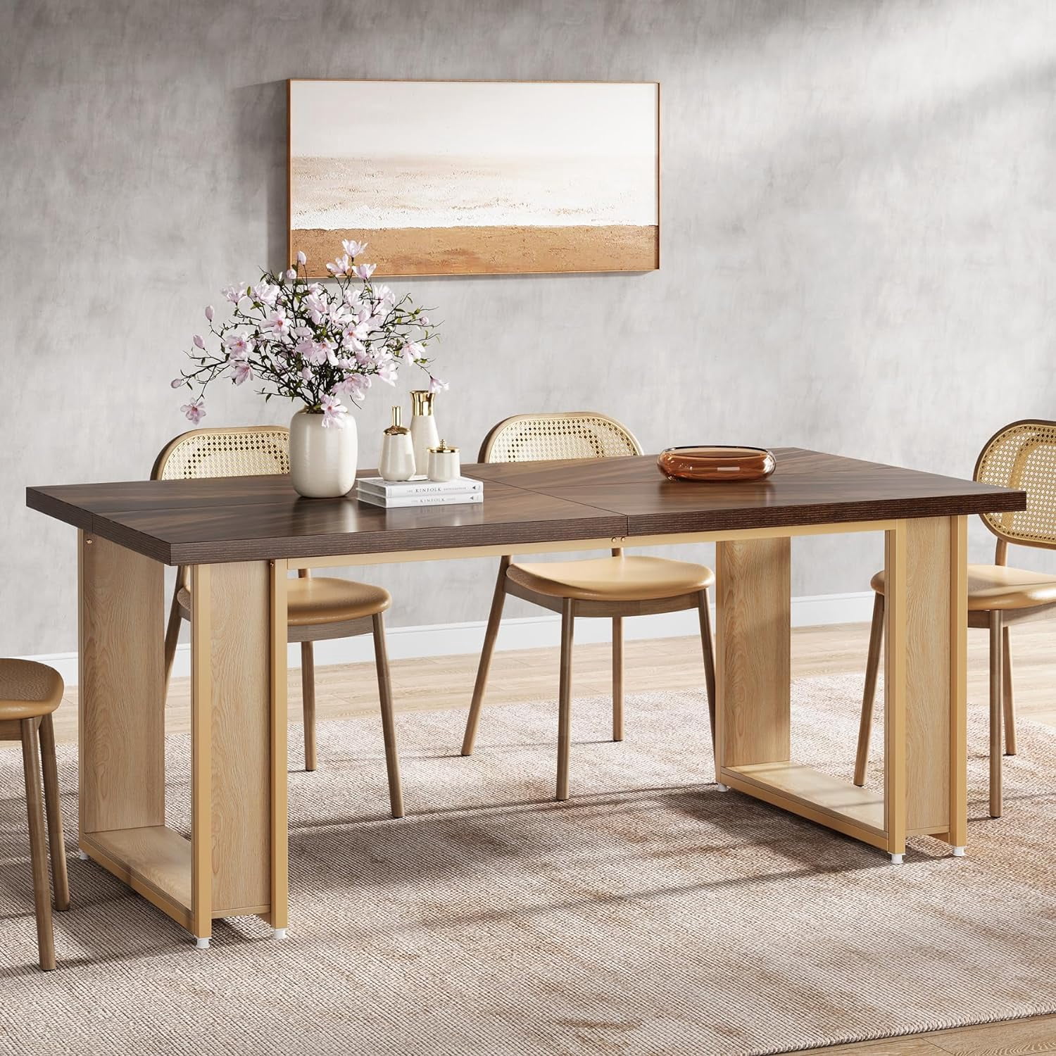 Tribesigns 63 inch Dining Table, Wood Kitchen Table for 4-6 People ...
