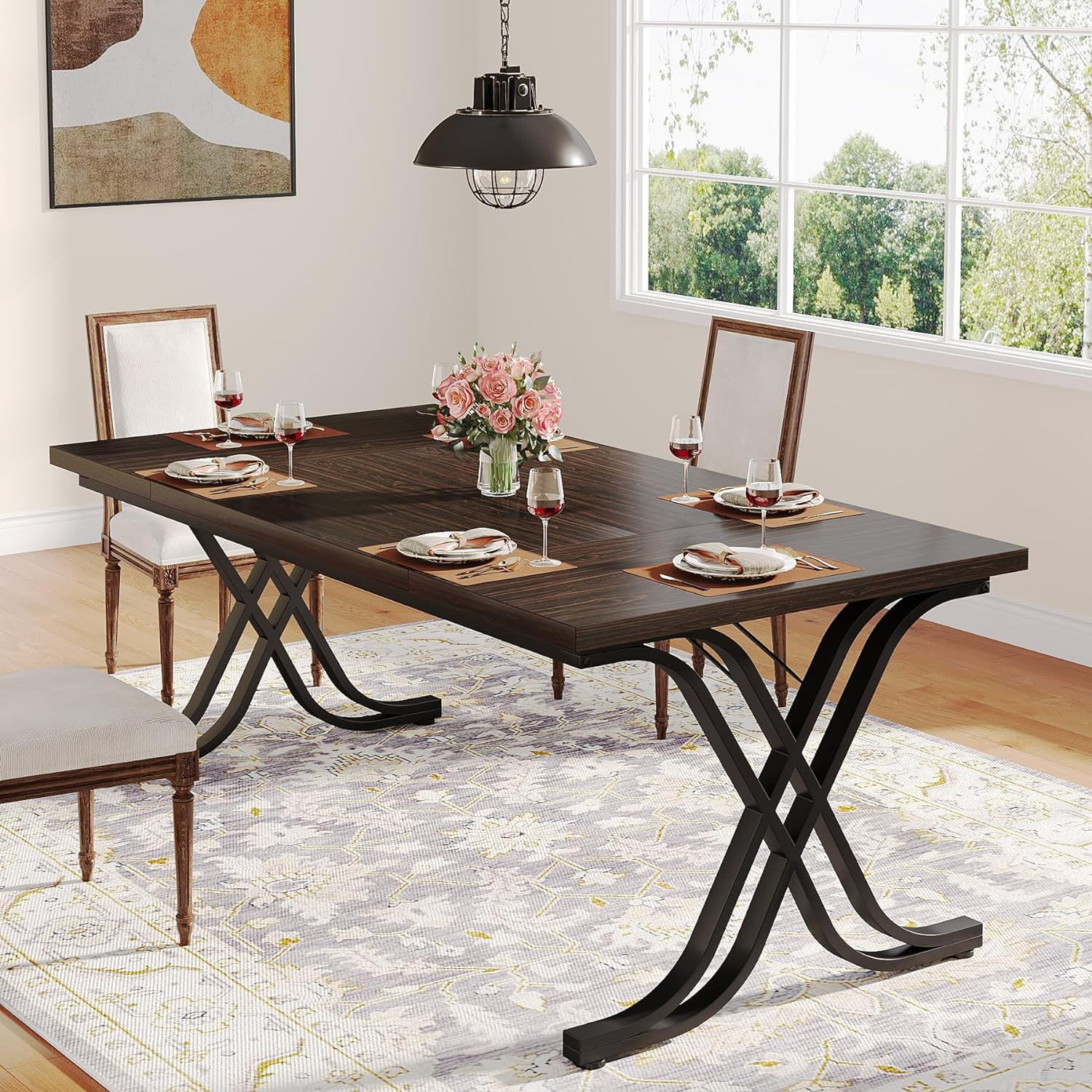 Tribesigns 63 inch Dining Table for 4-6 People, Industrial Kitchen ...