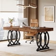 thumbnail image 1 of Tribesigns 63-inch Executive Desk, Industrial Office Computer Desk with Geometric Legs, Rustic Brown and Black, 1 of 7