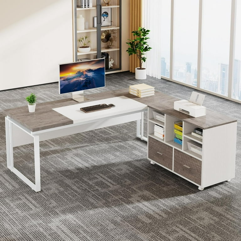 L shaped desk file cabinet discount
