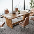 thumbnail image 1 of Finmind 6FT All-Wood Conference Table: 70.87" Executive Business Furniture, Rectangular Seminar Table, Walnut, 1 of 7