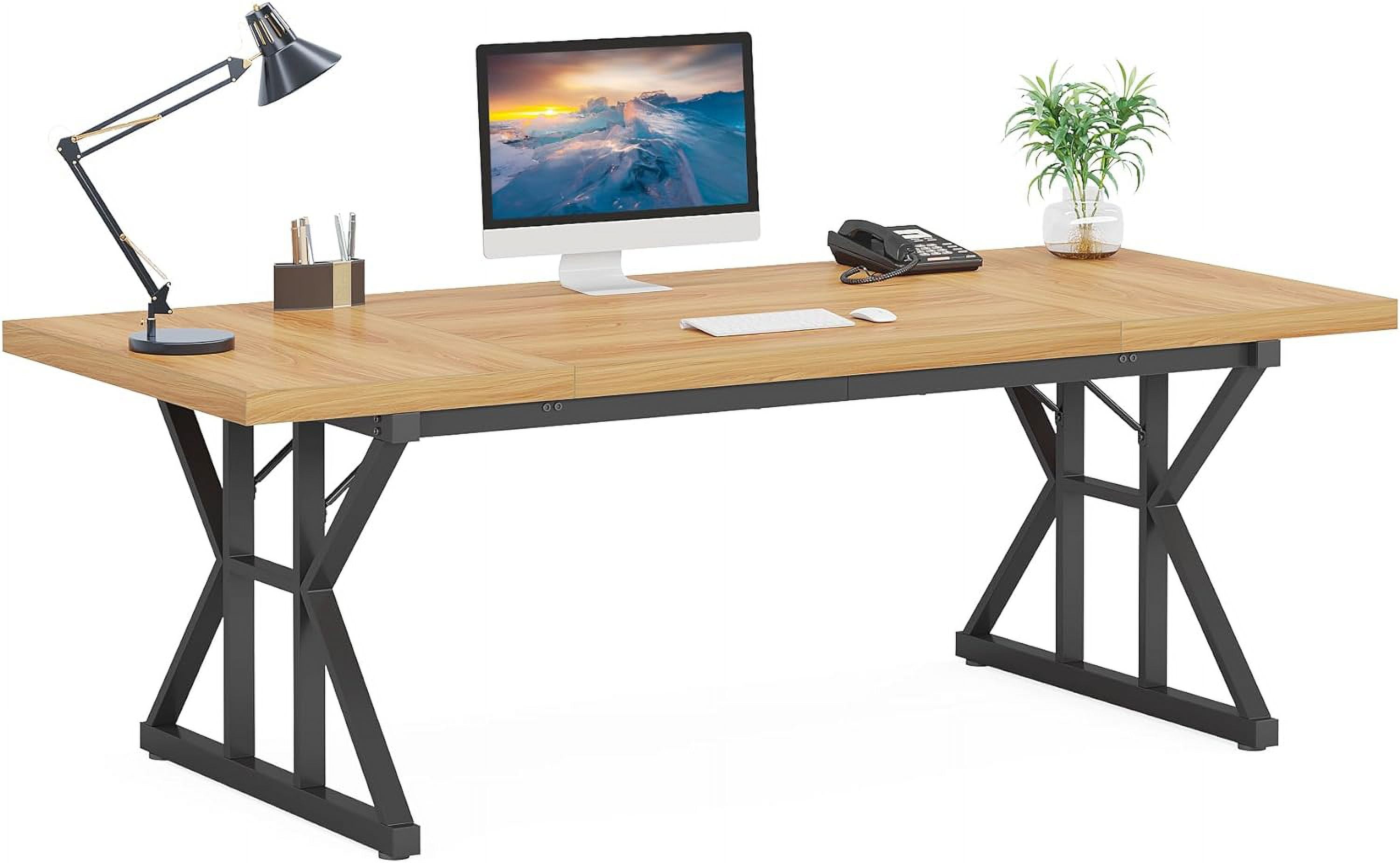 Tribesigns 6FT Conference Table 70.86 L x 31.49 W x 29.52 H Inches Rectangle Meeting Room Table Rustic Wood Seminar Table Executive Desk for Office