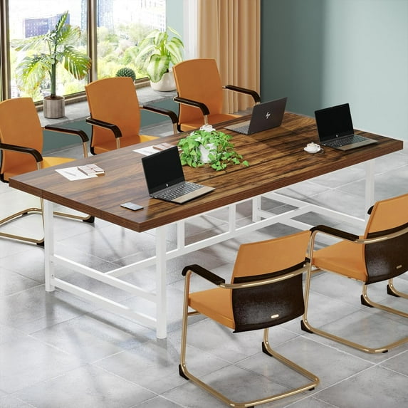 Tribesigns 6FT Conference Table, 70.9" W x 31.5" D Meeting Room Table, Large Rectangular Computer Desk for Office, Brown