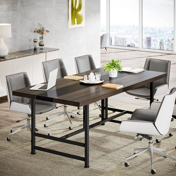 Tribesigns 6FT Conference Table, 70.9" W x 31.5" D Meeting Room Table, Large Rectangular Computer Desk for Office, Dark Grey