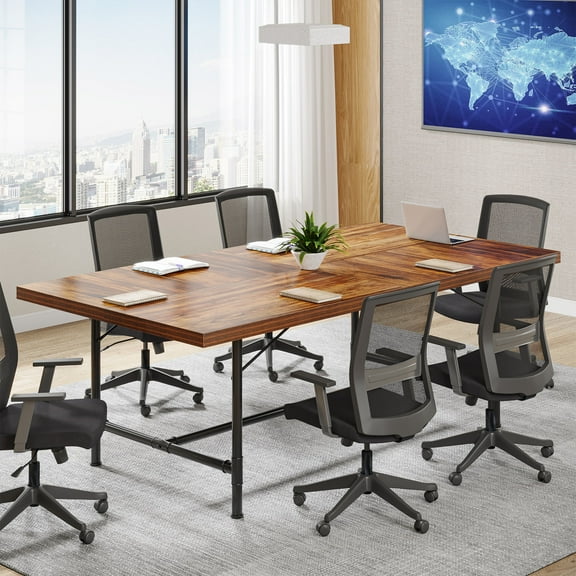 Tribesigns 6FT Conference Table, Rustic Rectangle 70.8" W x 35.4" D Meeting Table, Modern Seminar Table Boardroom Desk for Office Meeting Conference Room (6ft, Rustic)