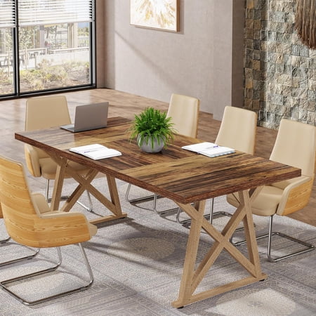 Tribesigns 6ft Conference Room Table, Modern Meeting Table for 6-8 People, Wooden Seminar, Boardroom Table - 71 in
