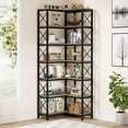 thumbnail image 1 of Tribesigns 7-Shelf Corner Bookshelf,Large Modern Corner Bookcase with Metal Frame for Living Room Home Office, 1 of 7