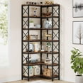 thumbnail image 1 of Tribesigns 7-Tier Tall Corner Bookshelf, Industrial Display Storage Rack for Home Office, Rustic Brown, 1 of 8