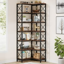 Tribesigns 7-Shelf Corner Bookshelf,Large Modern Corner Bookcase with Metal Frame for Living Room Home Office