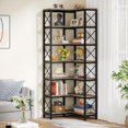 thumbnail image 1 of Tribesigns 7-Shelf Corner Bookshelf, Large ModernStorage Display Rack for Living Room, Rustic Brown, 1 of 5