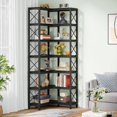 thumbnail image 1 of Tribesigns 7-Shelf Corner Bookshelf, Large ModernStorage Display Rack for Living Room, Rustic Brown, 1 of 5