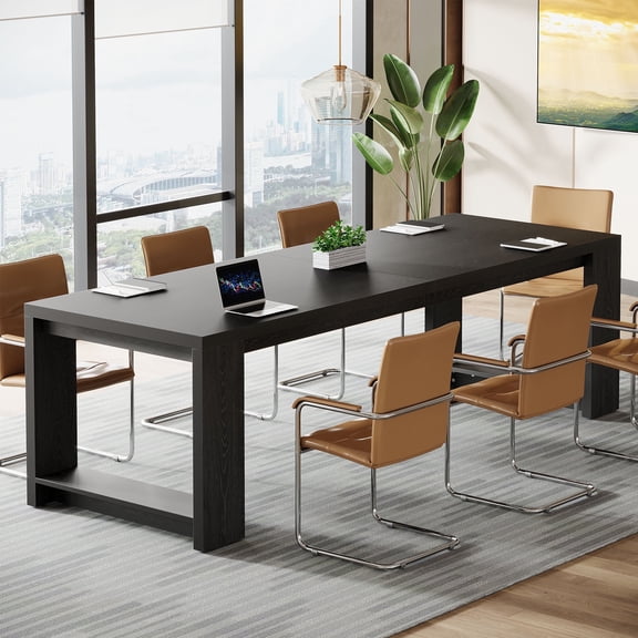 Tribesigns 7 ft Conference Table for 6 to 8 People, Modern Rectangle Meeting Table, Black