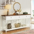 thumbnail image 1 of Tribesigns 70.8" Console Table with 3 Drawers, Farmhouse Entryway Table with Storage Shelf for Entryway, Hallway (White/Brown), 1 of 7