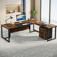 thumbnail image 1 of Tribesigns 70.8” L-Shaped Executive Desk with File Cabinet, Large Executive Office Desk with Removable File Cabinet, Modern Business Furniture Set for Home Office, Rustic Brown, 1 of 5