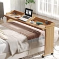 thumbnail image 1 of Tribesigns 70.8" Over Bed Table with Wheels - Mobile Queen Over The Bed Desk with Outlet and USB, Adjustable Drafting Table and Wood Frame, 1 of 5