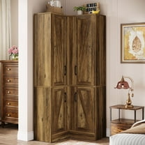 Tribesigns 70.8" Tall Corner Cabinet, Farmhouse Storage Cabinet with 4 Doors & 5 Storage Shelves