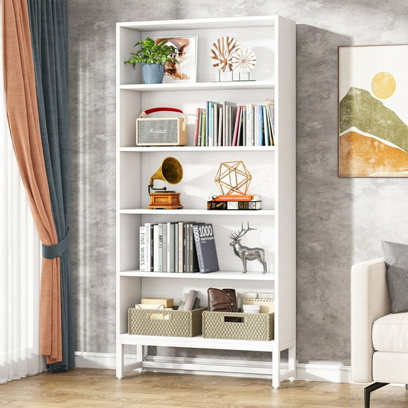 Tribesigns 70.8 in Large Tall Bookcase and Bookshelf, White