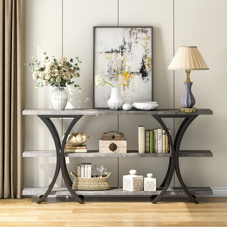 Tribesigns 70.8 inch Long Sofa Table with 3 Tier Storage Shelves for Entryway Living Room
