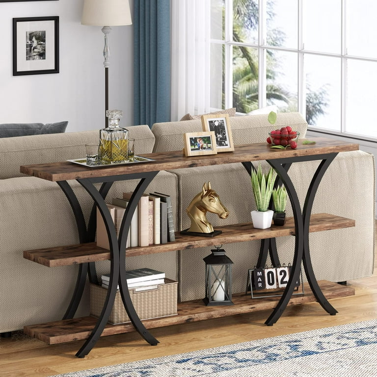 Tribesigns 70.8 inch Long Sofa Table with 3 Tier Storage Shelves for Entryway Living Room