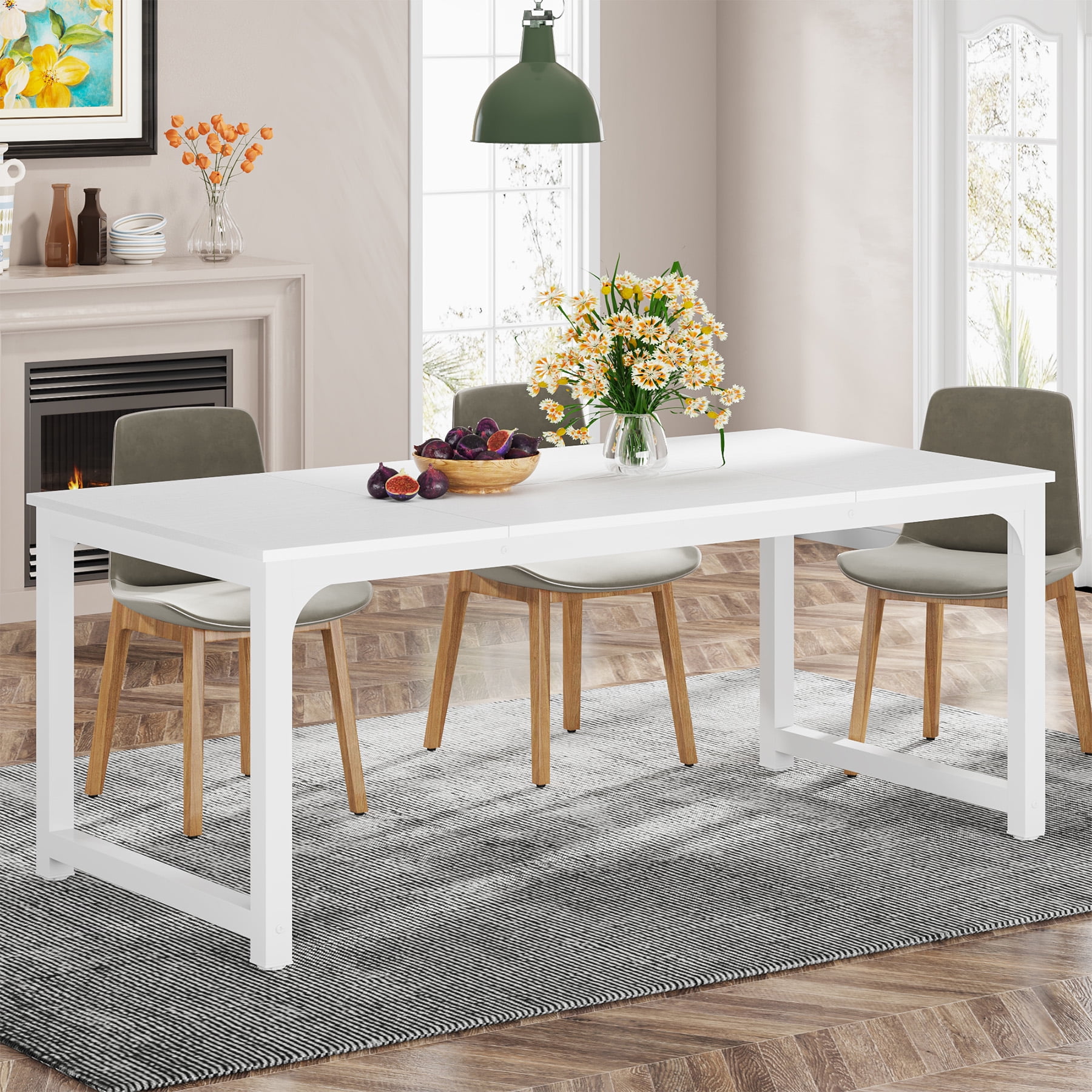 Dining Table, 70.9" Kitchen Dinner Table For 6 To 8 People