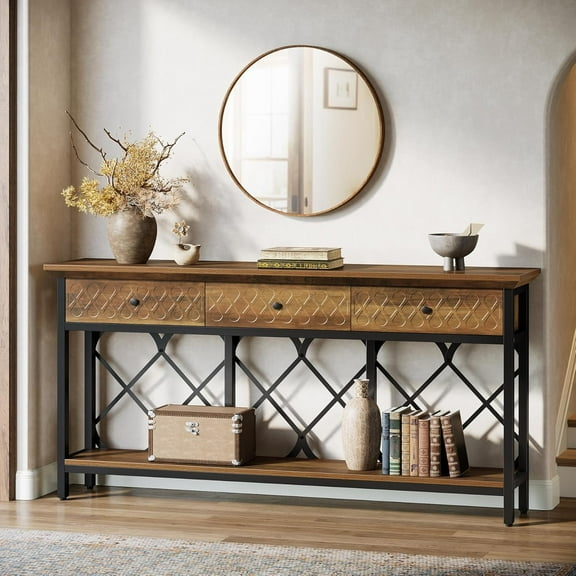 Tribesigns 70.86" Extra Long Console Sofa Table with 3 Drawers