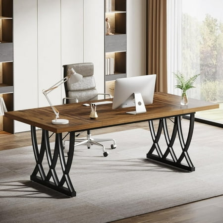 Tribesigns 70.86-Inch Executive Desk, Large Home Office Desk Computer Desk with Thick Metal Frame