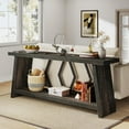thumbnail image 1 of Tribesigns 70.86-Inch Long Sofa Table, 2-Tier Narrow Console Table with Storage, Wood Foyer Entryway Couch Table for Hallway, Entrance, Dark Gray, 1 of 5