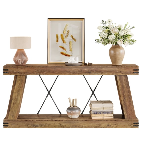 Tribesigns 70.87" Farmhouse Entryway Console Table, 2-Tier Narrow Long Sofa Table Behind Couch for Living Room, Hallway, Entrance, Foyer