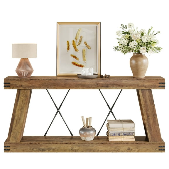 Tribesigns 70.87" Farmhouse Entryway Console Table, 2-Tier Narrow Long Sofa Table Behind Couch for Living Room, Hallway, Entrance, Foyer