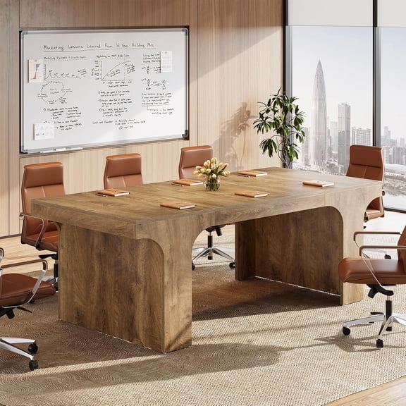 Tribesigns 70.87-Inch Conference Table for 6-8, Large Meeting Table Workstation for Conference Room (Without Chair, Brown)