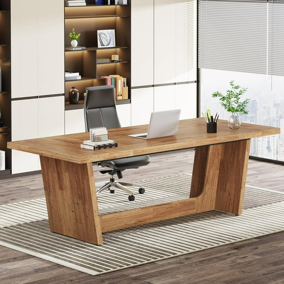 Tribesigns 70.87-Inch Executive Computer Desk: Large Home Office Desk, Industrial Wood Study Writing Table,Light Brown