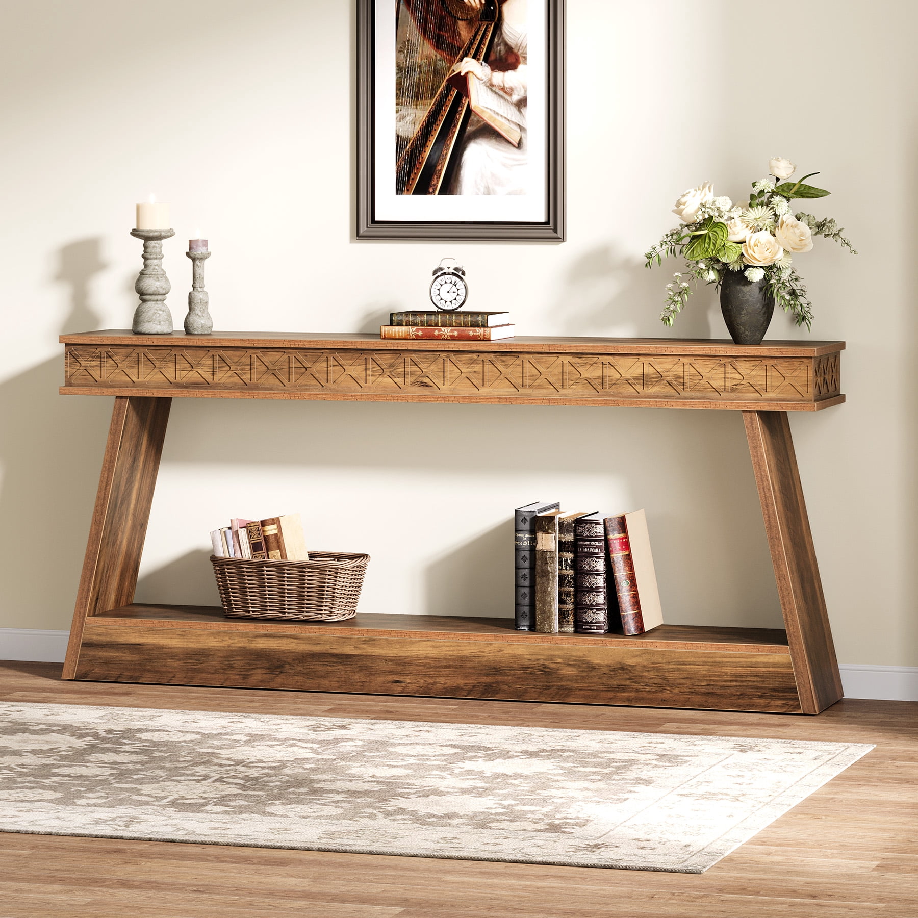 Tribesigns 70.87 Inch Narrow Console Table with Storage, Wooden Long ...