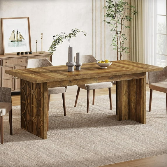 Tribesigns 70.87-Inch Wood Dining Table for 6-8 People, Farmhouse Rectangular Dinner Table